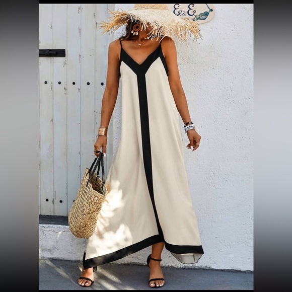 SHEIN Color Block Spaghetti Strap A Line Dress - Picture 3 of 3